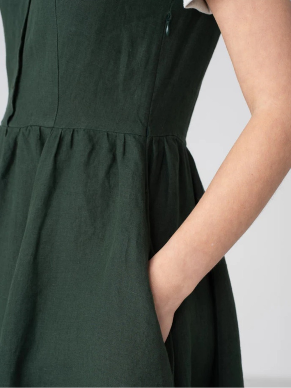 Son de Flor Short Sleeve Peter Pan Collar Linen Dress - Picture 13 of 14